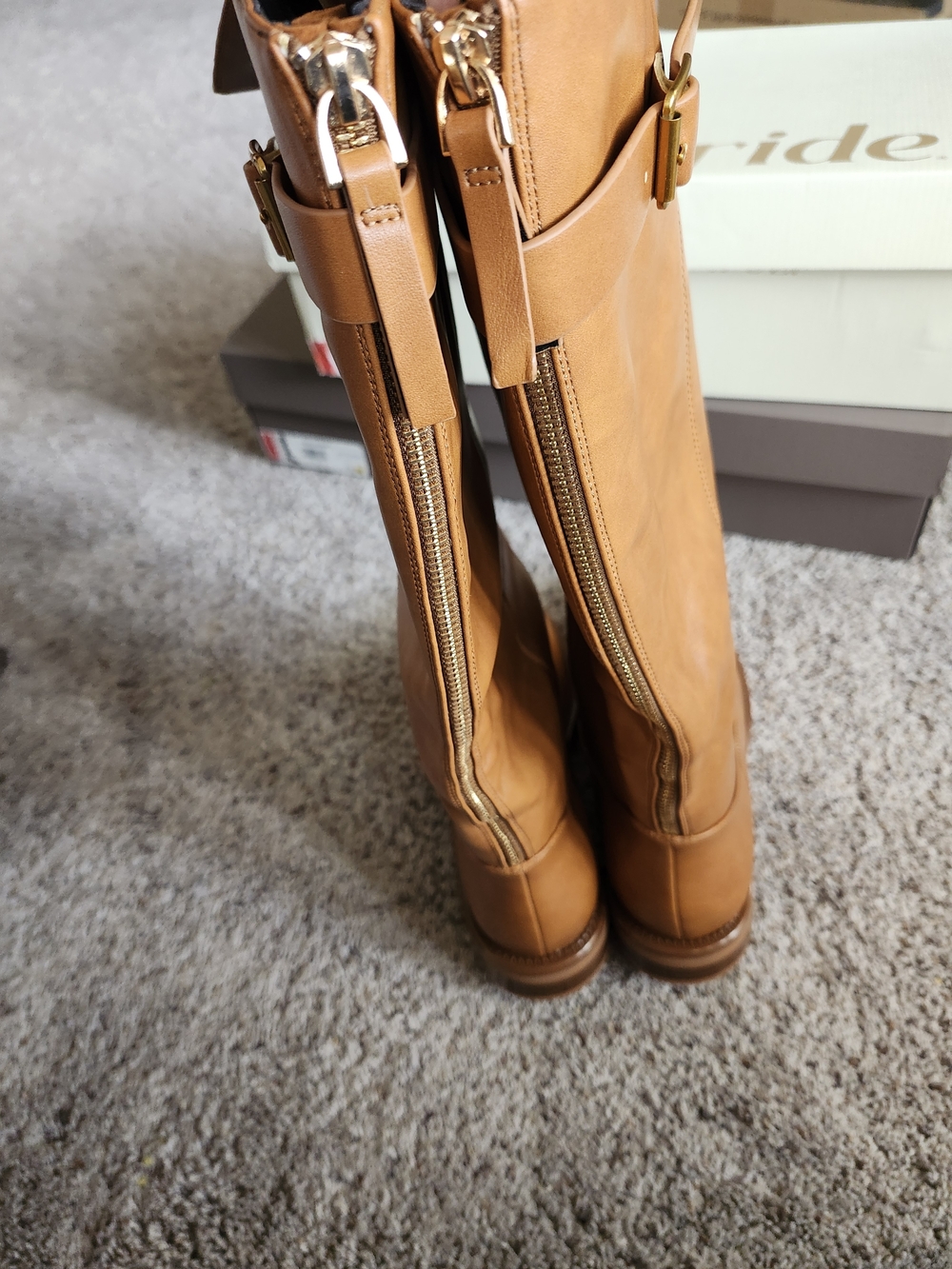 Over-the-Knee Leather Riding Boot - Cognac - Picture 5 of 8